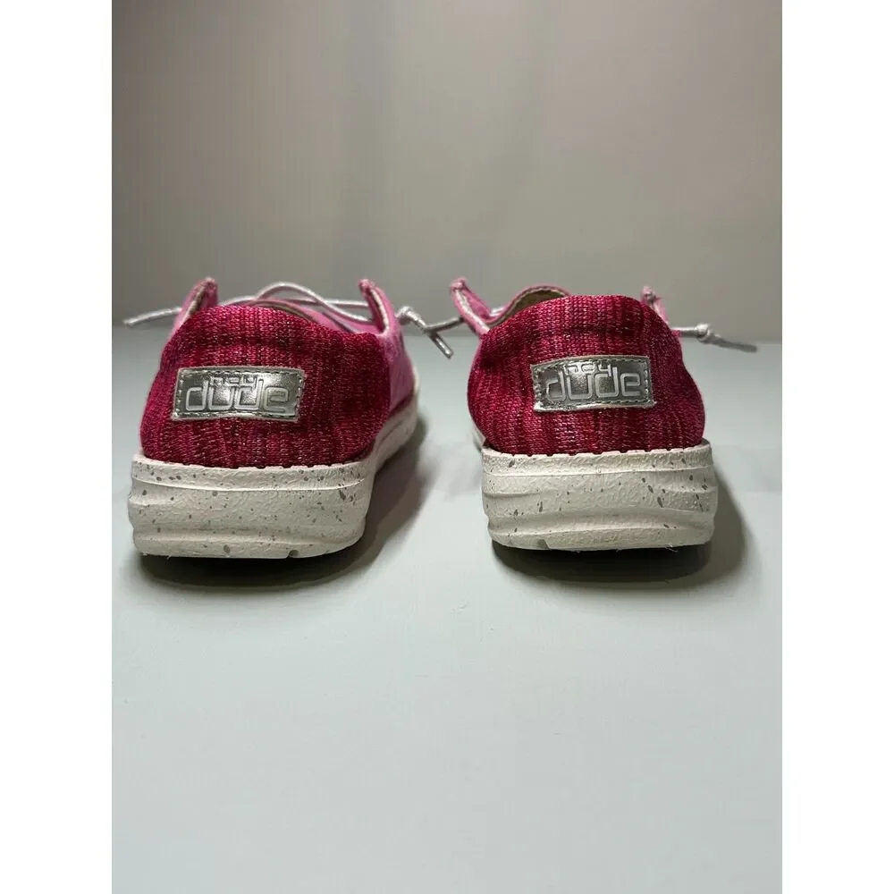 Hey Dude Wendy Youth Shoes, Funk Fuxia, Size‎ Y2/ L3, Pink